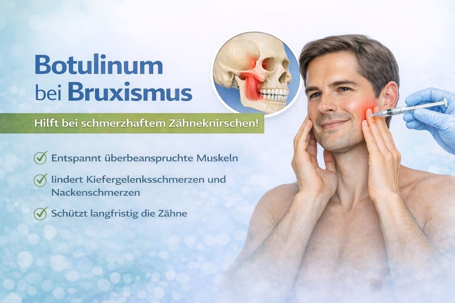 Symbolbild Botulinumbehandlung bei Bruxismus (Zähneknirschen)