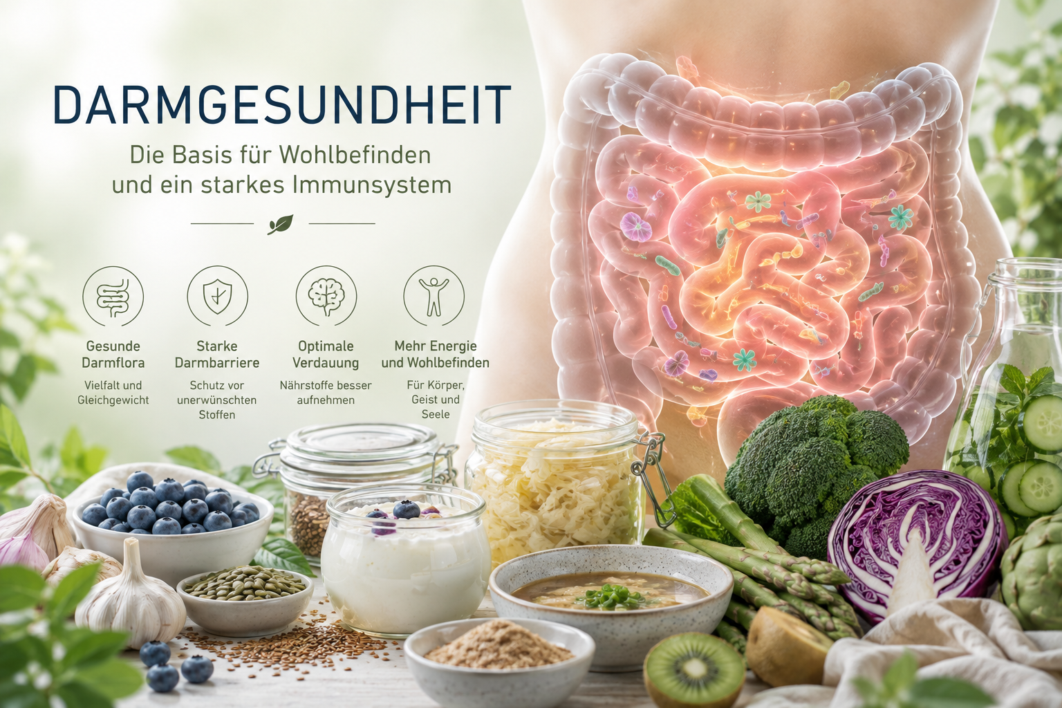 Infografik Darmgesundheit: Basis für Wohlbefinden und starkes Immunsystem
